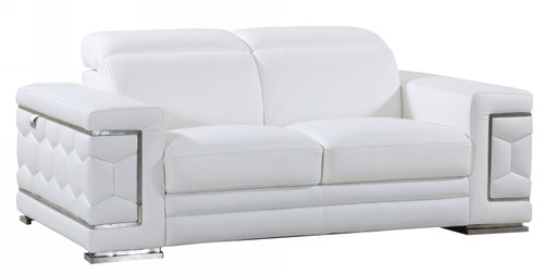 Homeroots Furniture 71" Sturdy White Leather Loveseat, White