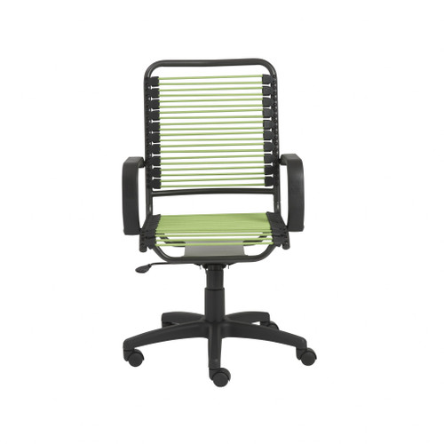 Homeroots Office 43" Black and Green Round Bungee Cord High Back Office Chair