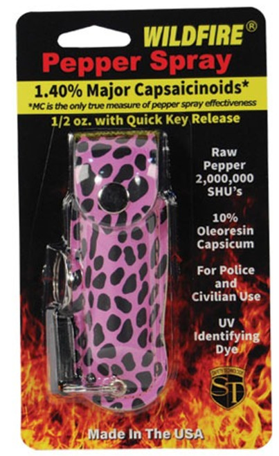 Wildfire 1.4% MC 1/2 oz pepper spray fashion leatherette holster and quick release keychain