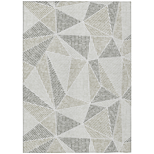 10' X 14' Taupe Brown And Beige Geometric Washable Indoor Outdoor Area Rug