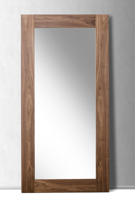 Homeroots Decor 79" Walnut MDF Veneer and Glass Mirror, Walnut Finish