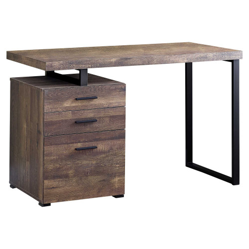 Homeroots Office Computer Desk, Brown Black Finish, Particle Board and Metal Construction, 23.75" x 47.25" x 30
