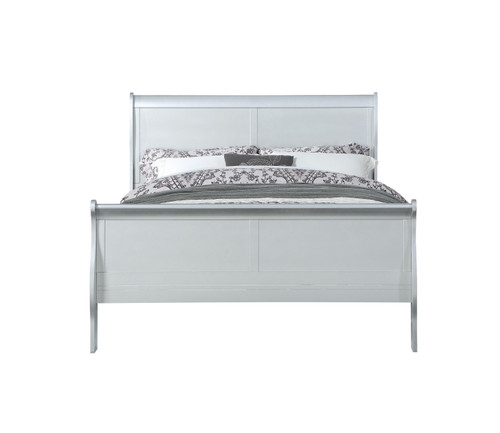 Homeroots Furniture 41" X 85" X 47" Platinum Wood Twin Bed, Platinum Finish, Twin Size