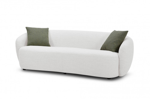 Homeroots Living Room 90" Off White Textured Fabric Standard Sofa