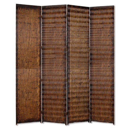 Homeroots Home Decor 1 x 84 x 84 4 Panel Wood Screen, Brown