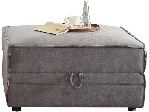 Homeroots Living Room Gray Velvet Ottoman With Storage, 30 Inch x 34 Inch x 19 Inch
