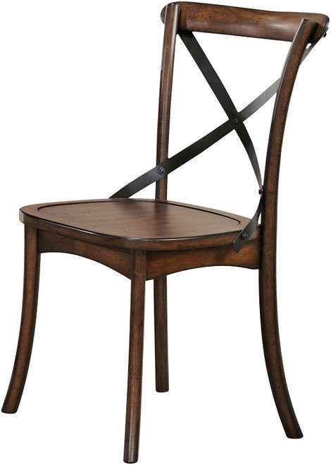 Homeroots 18" X 21" X 35" Dark Oak & Black Wood Side Chair Set2