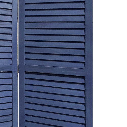 Homeroots Home Decor 3 Panel Shutter Screen Room Divider, Dark Blue