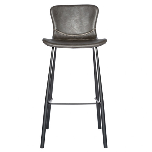 Homeroots Living Room Vintage Stitch Gray Set of Two Bar Stools