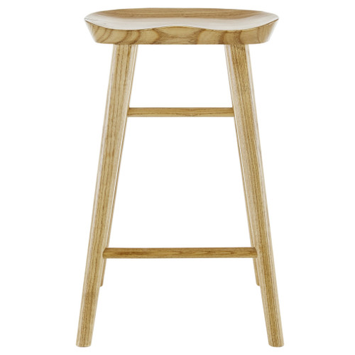 Homeroots Living Room 26" Light Natural Brown Solid Wood Counter Stool, Light Natural Brown