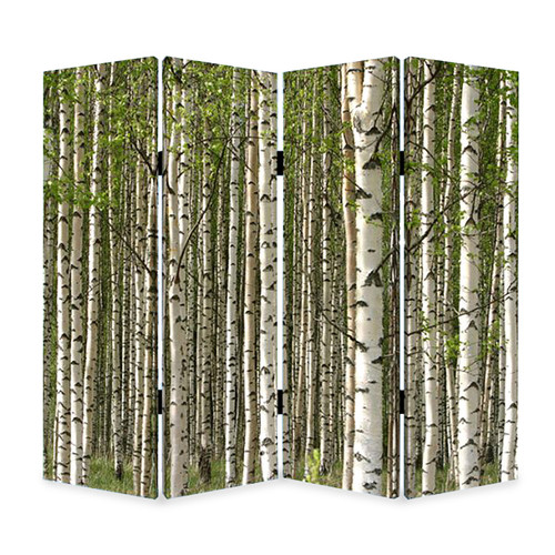 Homeroots 1" X 84" X 84" Home Decor Multi Color Wood Canvas Prolific Forrest Screen