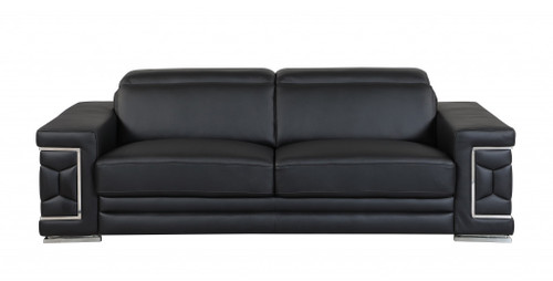 Homeroots Furniture 71" X 41" X 29" Modern Black Leather Sofa And Loveseat, Black