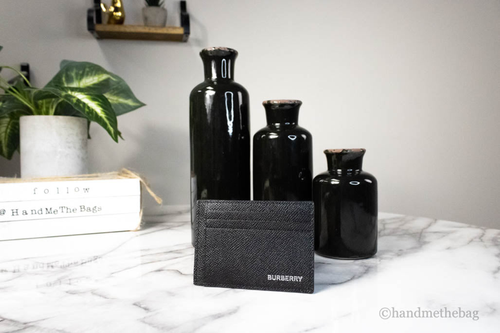 Burberry Chase Business Small Black Leather Money Clip Card Case