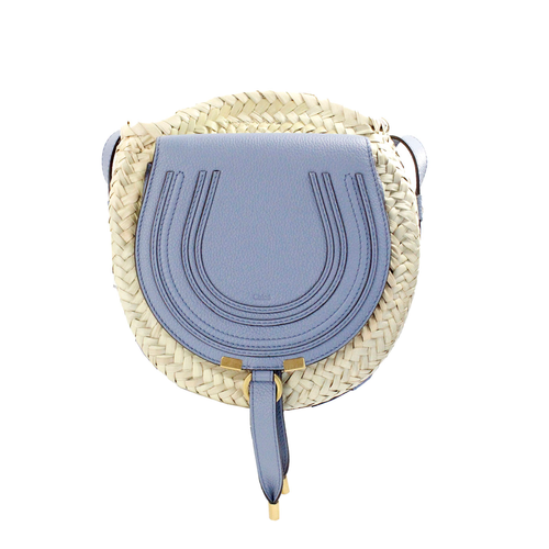 Chloe Marcie Medium Woven Raffia Leather Shoulder Crossbody