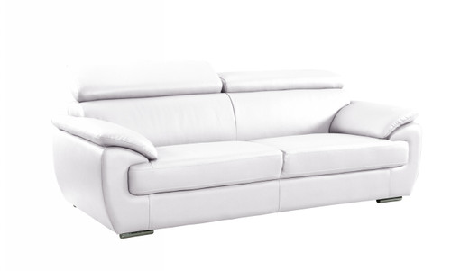 Homeroots Furniture 86" Captivating White Leather Sofa, White, Recliner