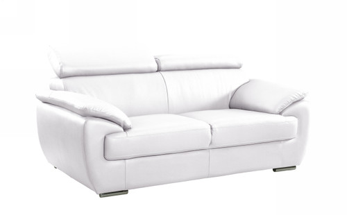 Homeroots Living Room Captivating White Leather Loveseat, White, 32-38 Inches