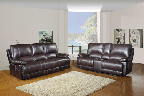 Homeroots Living Room 76'' X 40'' X 41'' Modern Brown Sofa With Console Loveseat, Brown