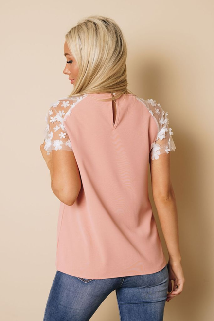 Zenni Applique Splicing Sleeve Top