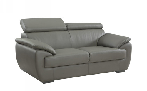 homeroots living room 32" to 38" Captivating Gray Leather Loveseat, Gray