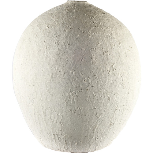Homeroots Home Decor Wide White Textured Ceramic Vase