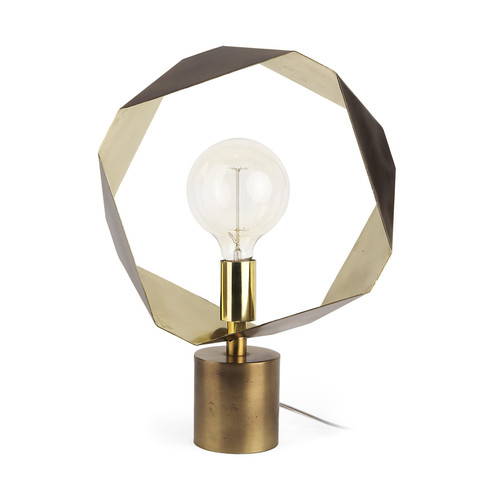 Homeroots Lighting Golden Geometric Halo Table or Desk Lamp