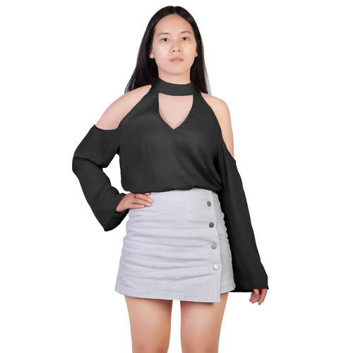 The Shoulder Blouses Cold Shoulder Tops V-Neck Long Sleeve T-Shirt