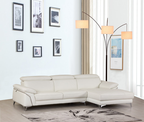 Homeroots Living Room Modern White Leather Sectional, White, 181 x 41 x 39 inches