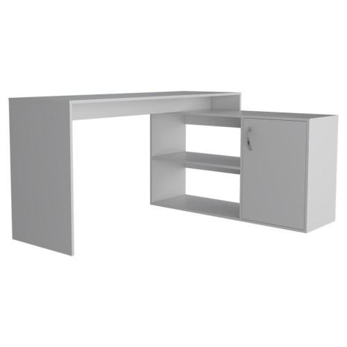 Homeroots Office Sleek L Shape Office Desk, White