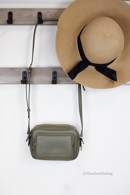 Burberry Branded Fern Green Leather Camera Crossbody Bag