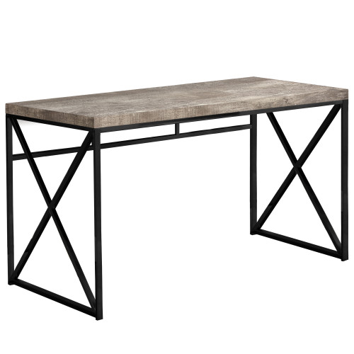 Homeroots Office 23.75" x 47.25" x 29.75" Computer Desk, Taupe Black, Particle Board and Metal