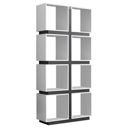 Homeroots 12" x 33.5" x 71.25" White Grey Particle Board Hollow Core Bookcase With A Hollow Core