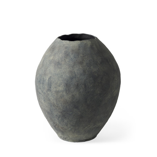Homeroots Home Decor Kyros Gray 23" Earthy Ceramic Oval Vase