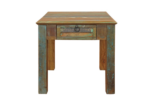Homeroots Living Room 24" Brown Solid Wood Square End Table with Drawer