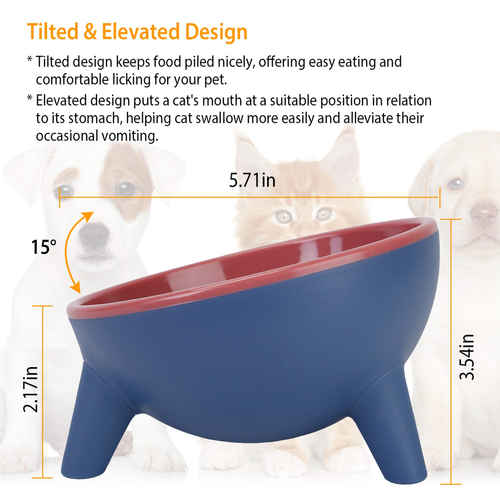 Raised Tilted Elevated Cat Food Bowl Pet 