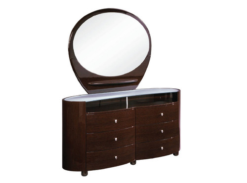63" Brown Wood Six Drawer Dresser Solid and Manufactured Wood