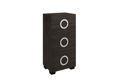 Homeroots Furniture 48" Refined Grey High Gloss Chest, High Gloss Grey Finish