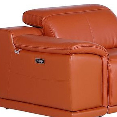 Three Piece Camel Genuine Leather Six Person Seating Set