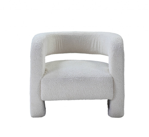 Homeroots Living Room 32" Solid Color Barrel Chair, White Sherpa