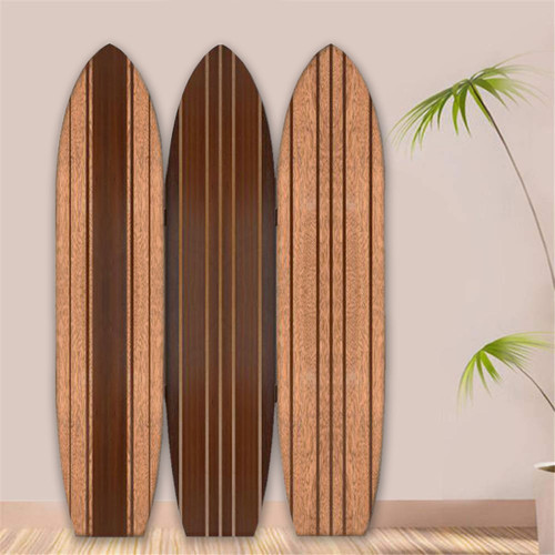 Homeroots Home Decor Long Board 3 Panel Room Divider Screen, Warm Brown, 3 Panels