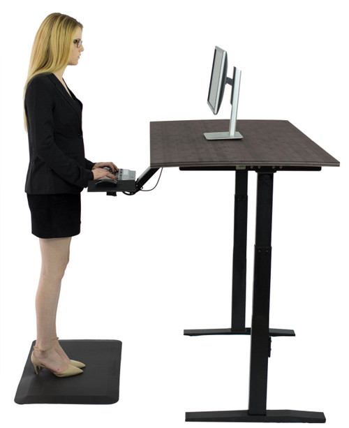Homeroots Office Black Bamboo Dual Motor Electric Adjustable Computer Desk