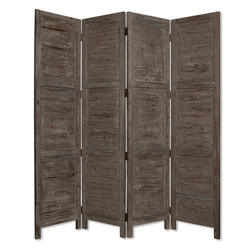 Homeroots Home Decor 4 Panel Wood Screen, Stained Washed Soft Green Finish, 1 inch x 76 inch x 84 inch
