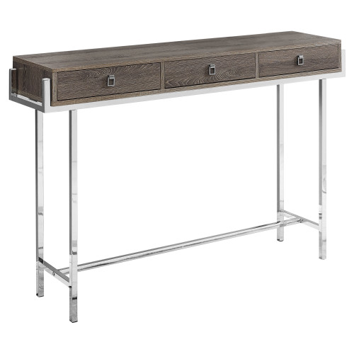 Homeroots 12" x 48" x 31.75" Dark Taupe Particle Board Metal Accent Table