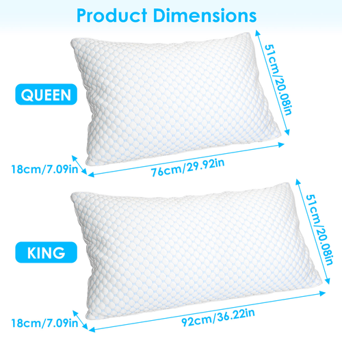 2 Pack Shredded Memory Foam Pillows Adjustable