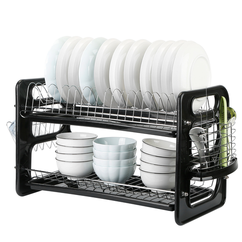 2 Tier Iron Dish Drying Rack Drainboard Set