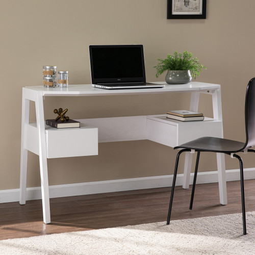 Homeroots Office Metallic White Modern Writing Desk