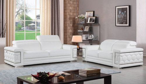 Homeroots Furniture 71" X 41" X 29" Modern White Leather Sofa And Loveseat, White