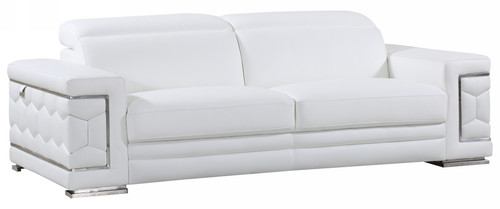 Homeroots Furniture 89" Sturdy White Leather Sofa, White
