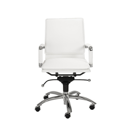 Homeroots Office 25.99" X 26.78" X 38.39" Low Back Office Chair in White with Chromed Steel Base