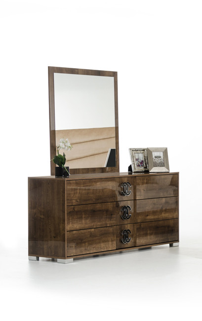 66" Brown Three Drawer Double Dresser Manufactured Wood