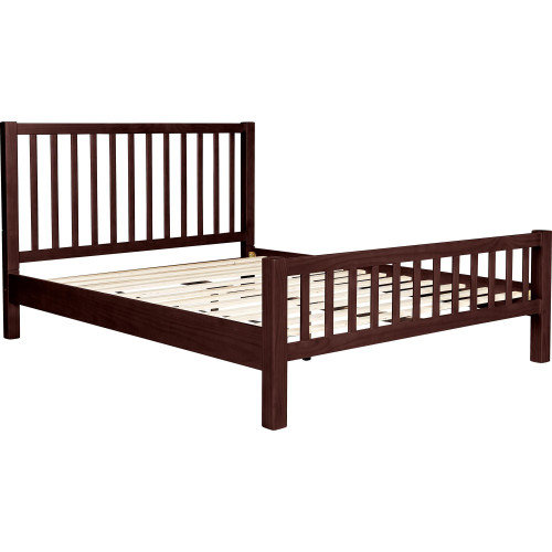 Brown Slat Back Solid Wood Queen Bed Frame